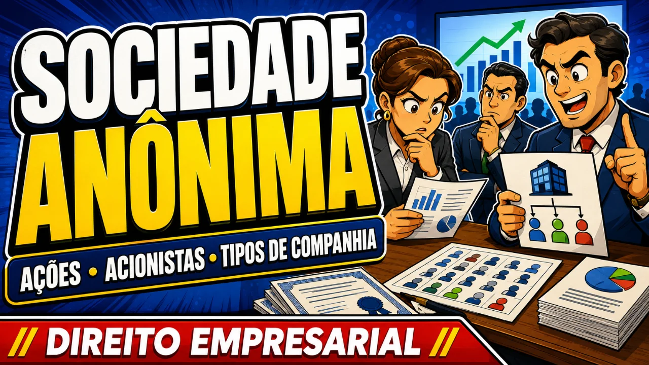Resumo de Sociedade Anônima - Conceito, tipos de companhia, ações e acionistas