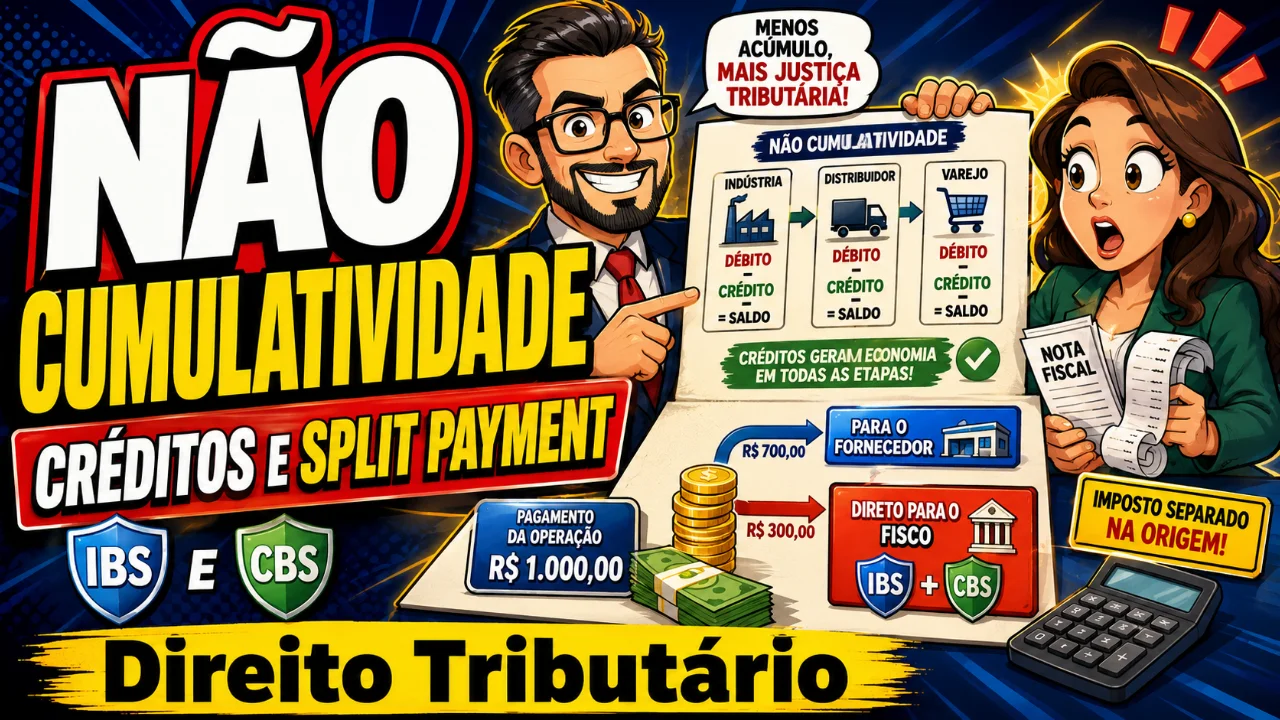 Resumo de Não Cumulatividade, Créditos e Split Payment no IBS CBS